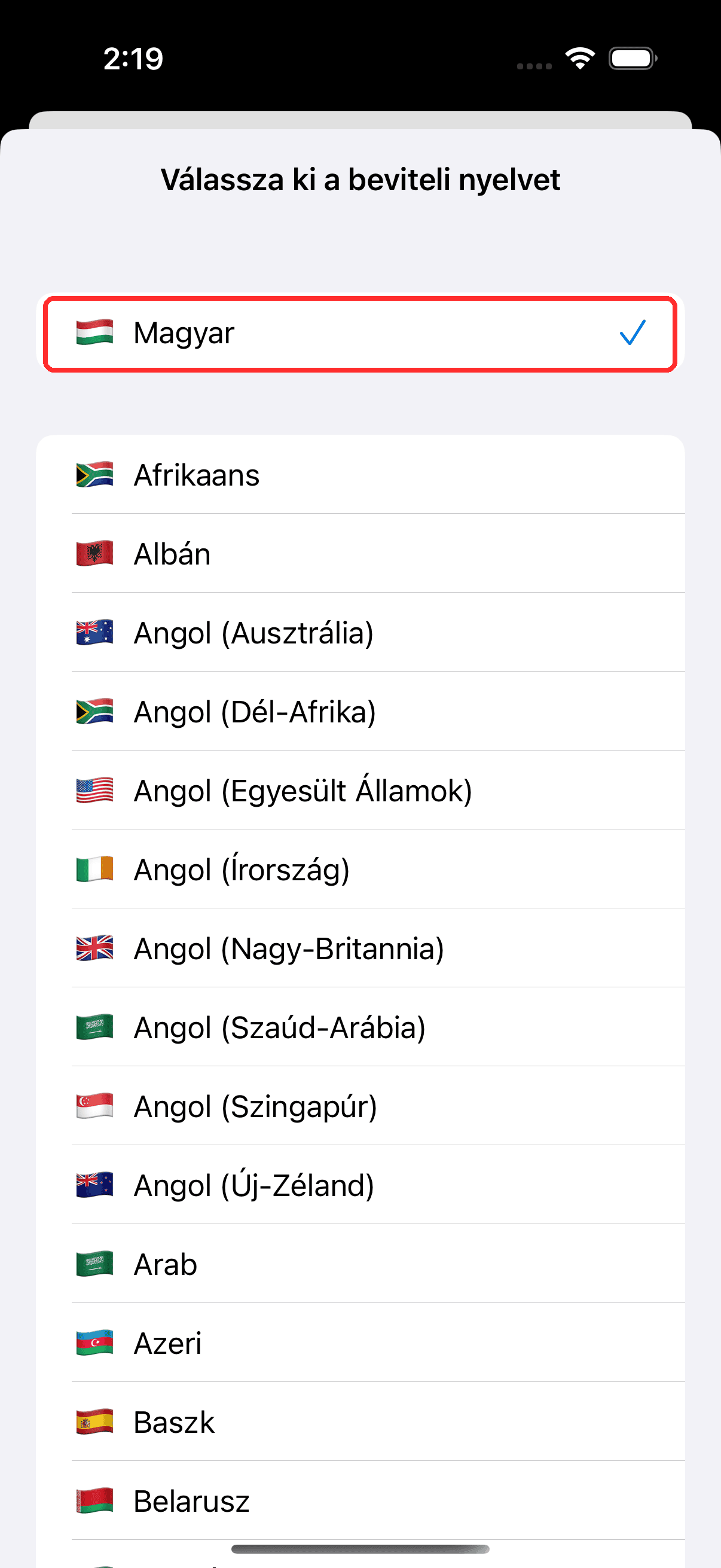 Selecting source and target languages in the bar at the bottom