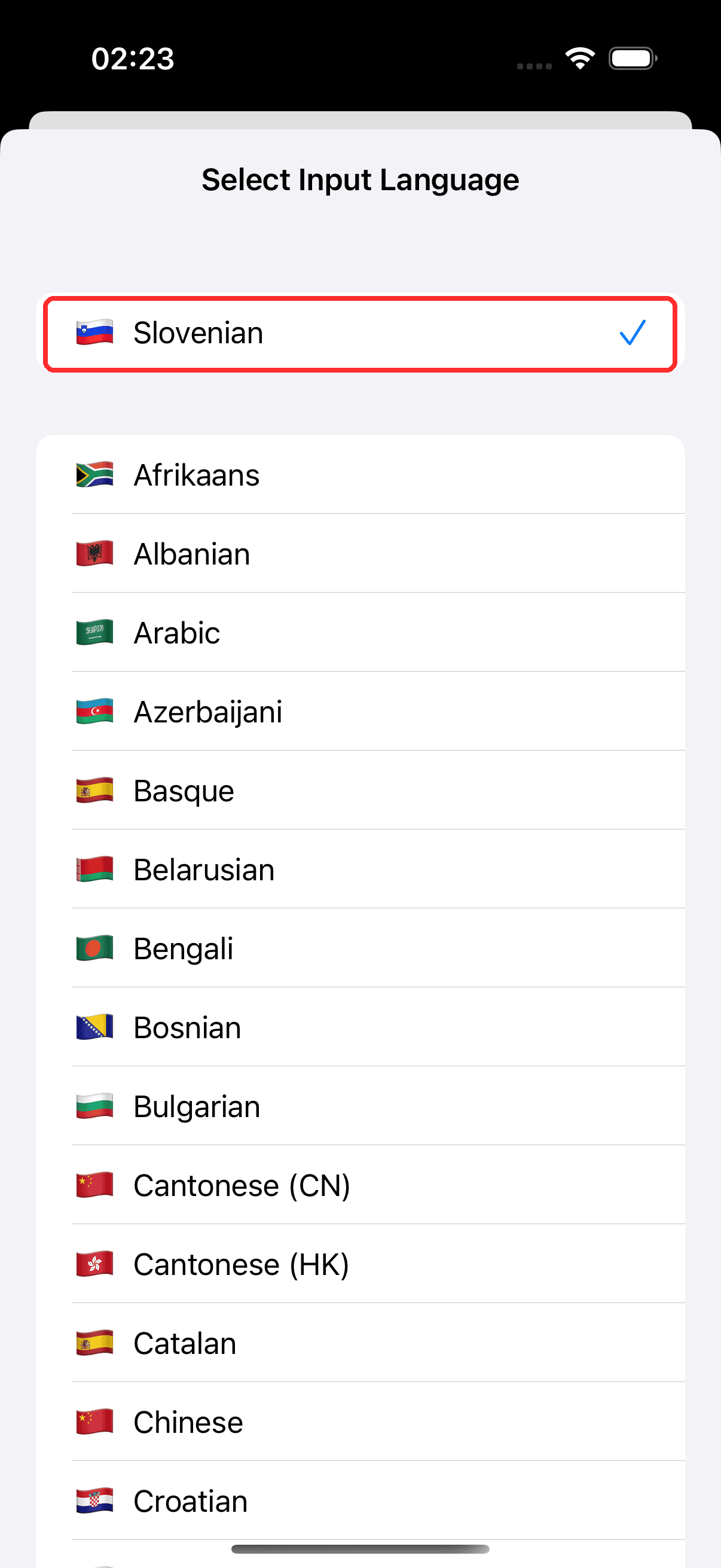 Selecting source and target languages in the bar at the bottom