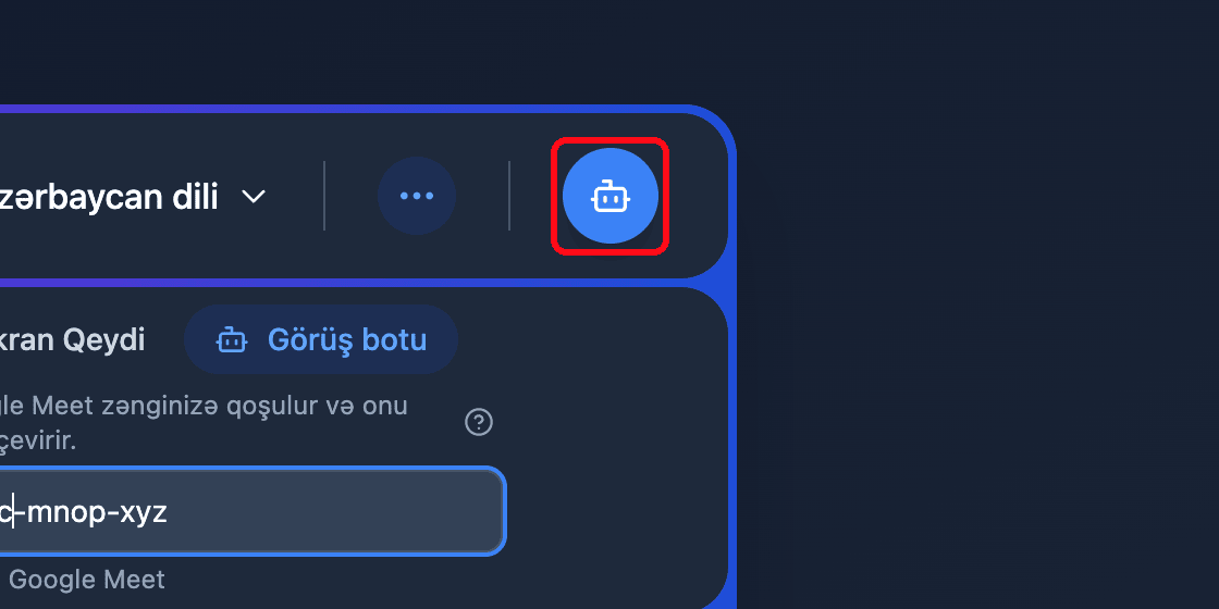 Zoomed view of the Send Bot button in the Whisperr Web App