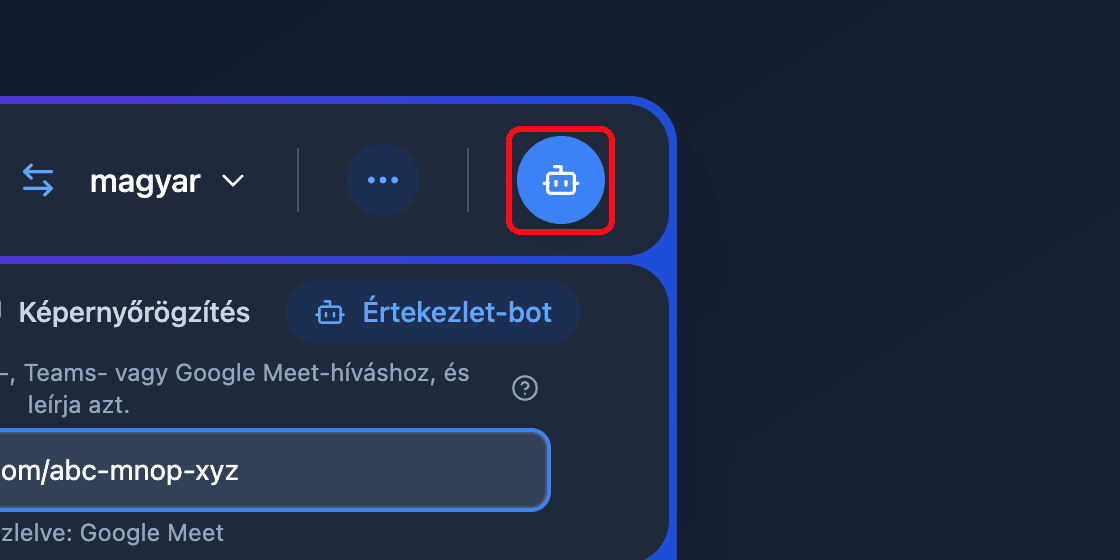 Zoomed view of the Send Bot button in the Whisperr Web App