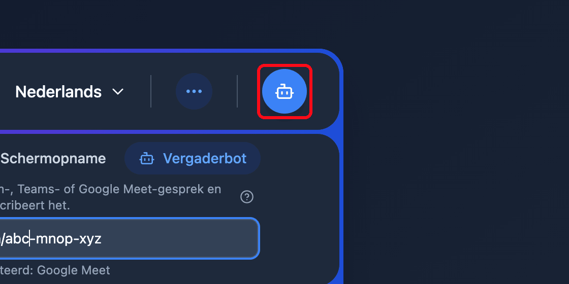 Zoomed view of the Send Bot button in the Whisperr Web App