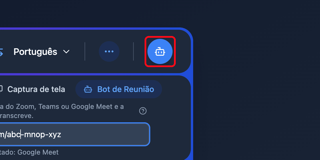 Zoomed view of the Send Bot button in the Whisperr Web App