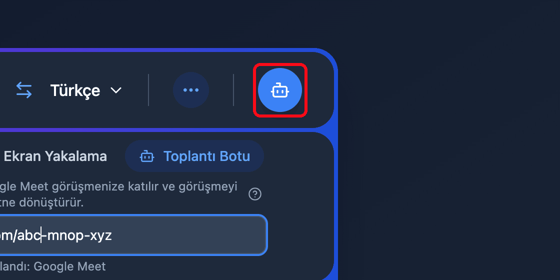Zoomed view of the Send Bot button in the Whisperr Web App