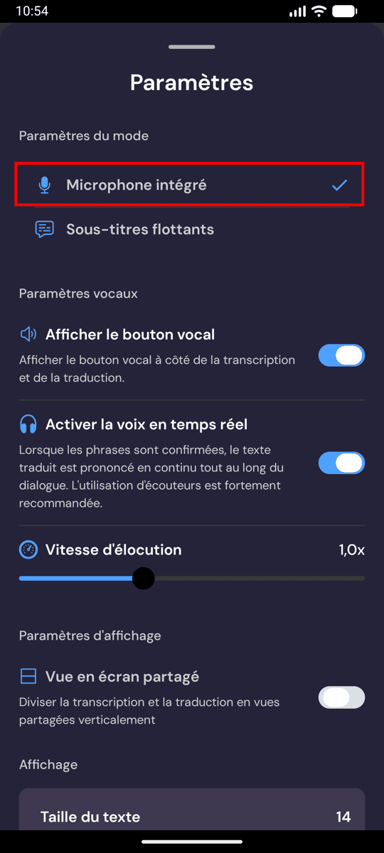 Choosing In-App Microphone from the recording settings on Android
