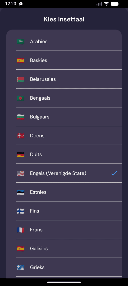 Selecting the input language on Android