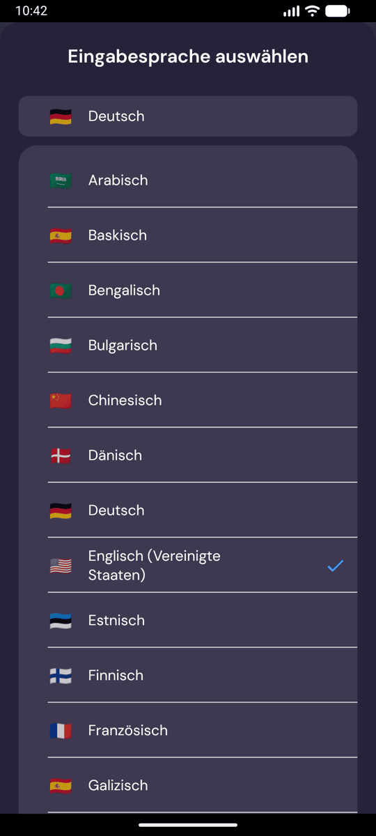 Selecting the input language on Android