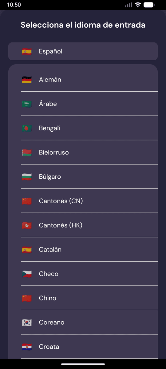Selecting the input language on Android