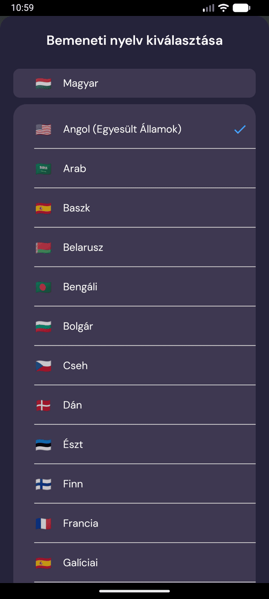 Selecting the input language on Android