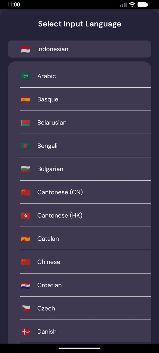 Selecting the input language on Android