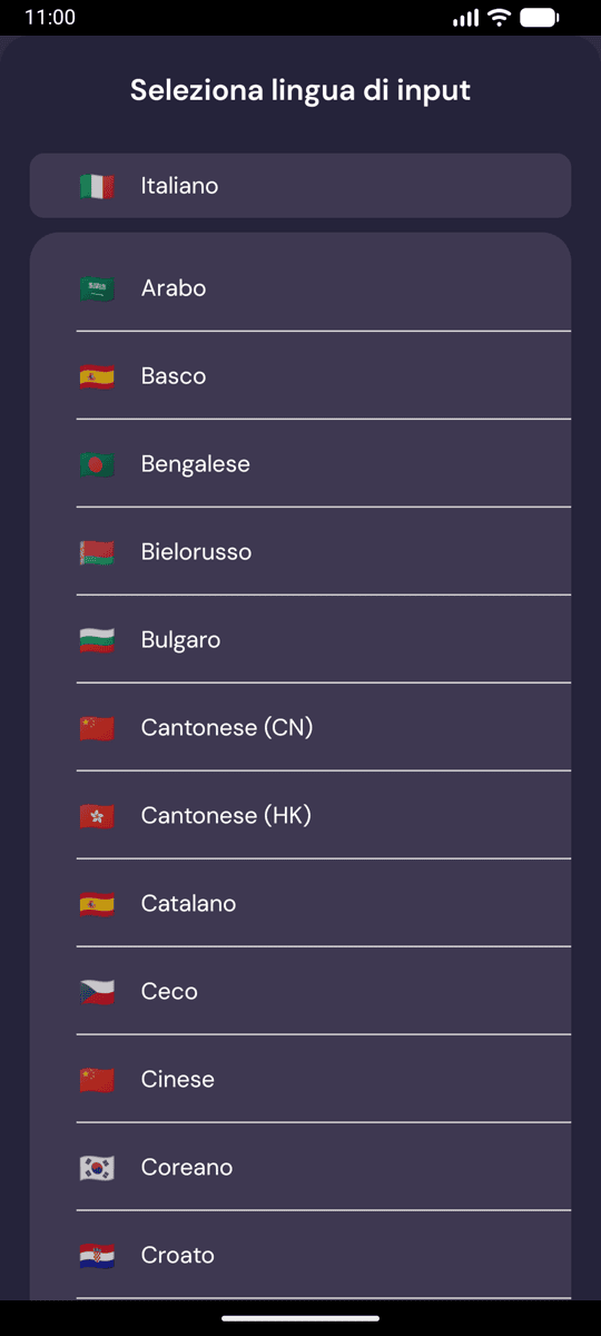 Selecting the input language on Android