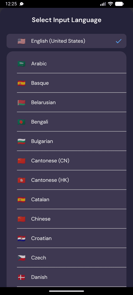 Selecting the input language on Android
