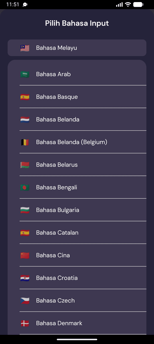 Selecting the input language on Android