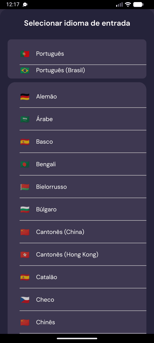 Selecting the input language on Android