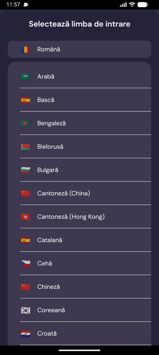 Selecting the input language on Android