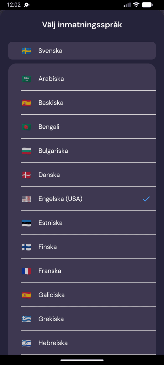 Selecting the input language on Android