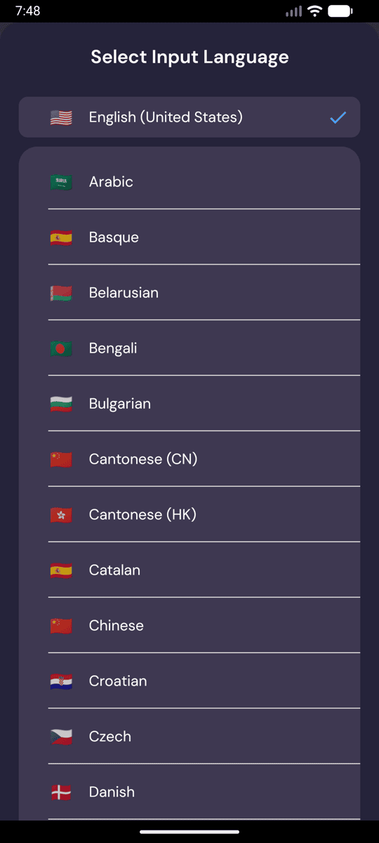 Selecting the input language on Android