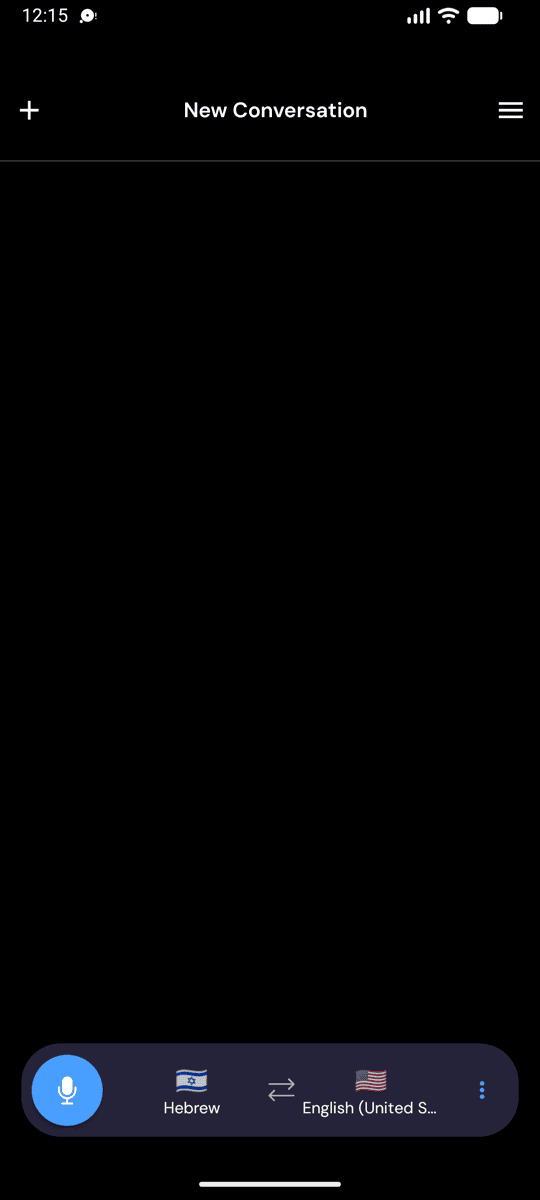 The Whisperr app open on Android showing the New Conversation screen