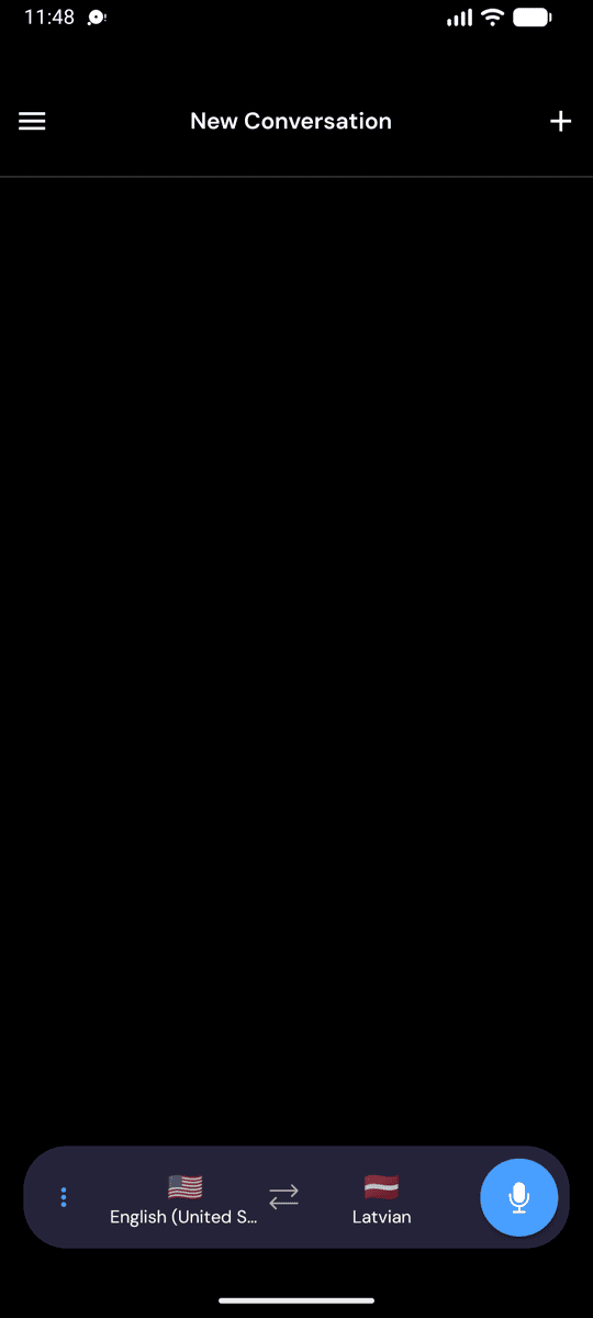 The Whisperr app open on Android showing the New Conversation screen