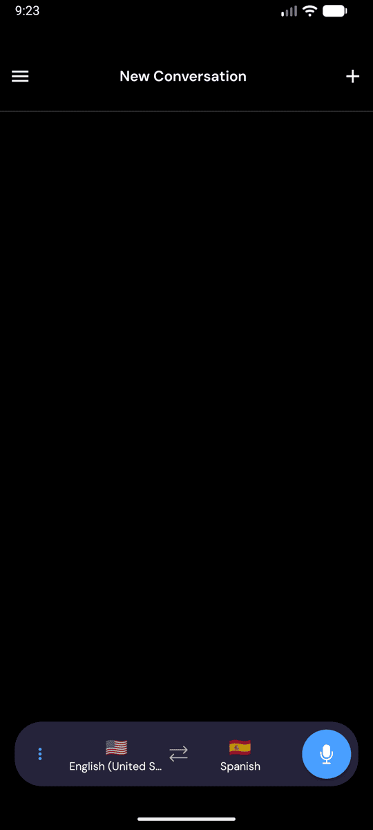 The Whisperr app open on Android showing the New Conversation screen