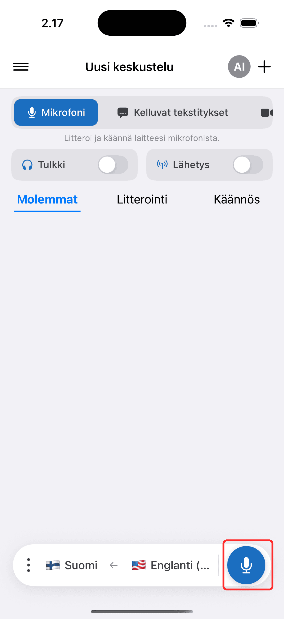 Tapping the record button to start on iPhone