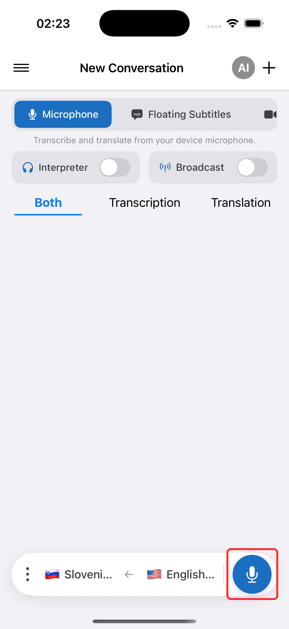 Tapping the record button to start on iPhone