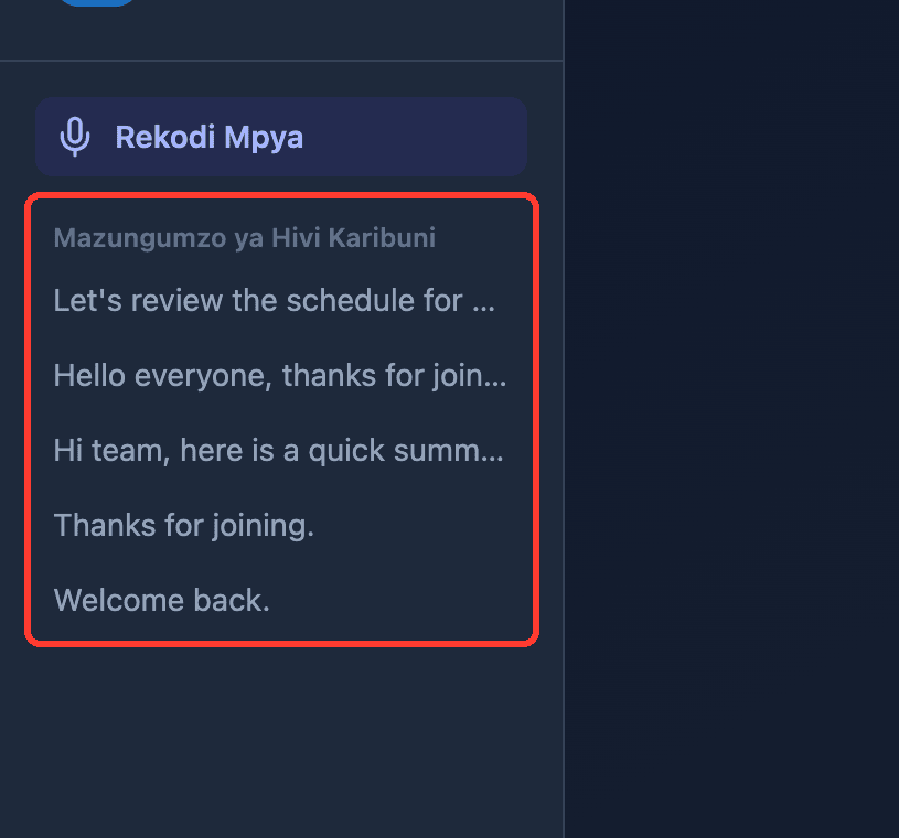 Zoomed view of the Recent Conversations list in the Whisperr Web App sidebar
