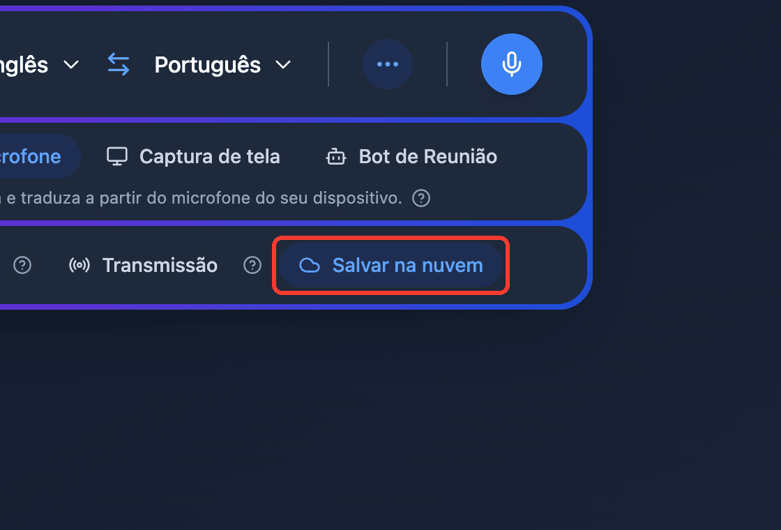 Zoomed view of the Save to cloud toggle in the Whisperr Web App
