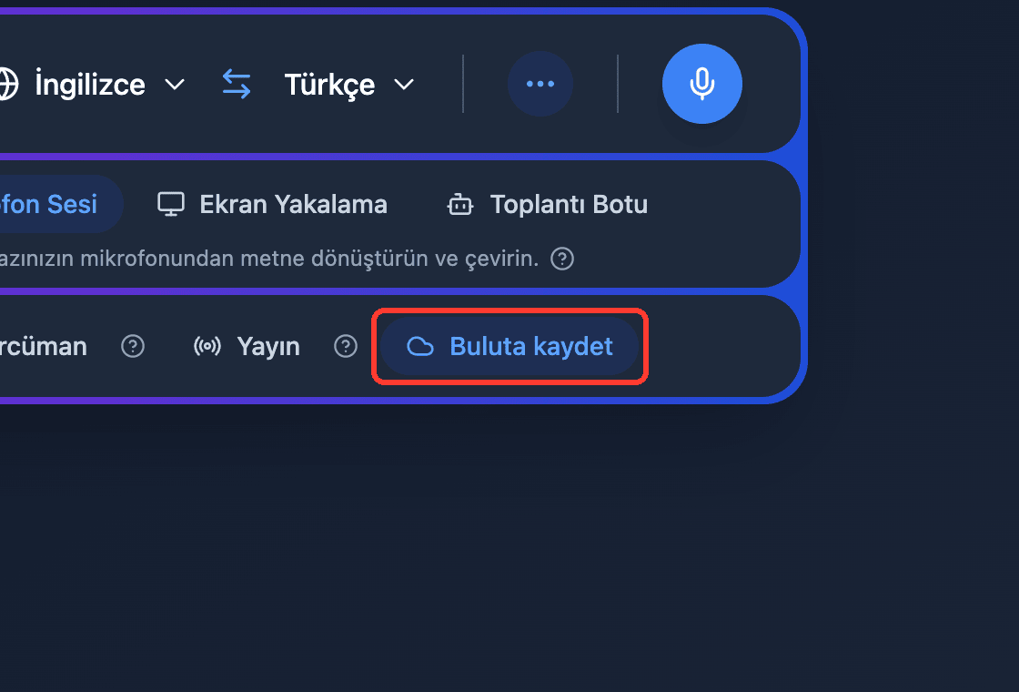 Zoomed view of the Save to cloud toggle in the Whisperr Web App
