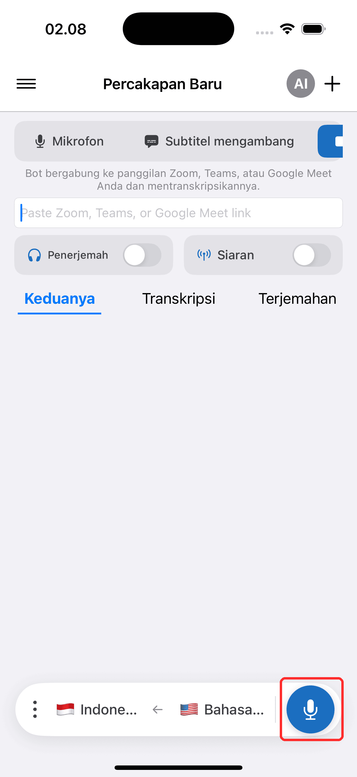 Tapping the record button to start on iPhone