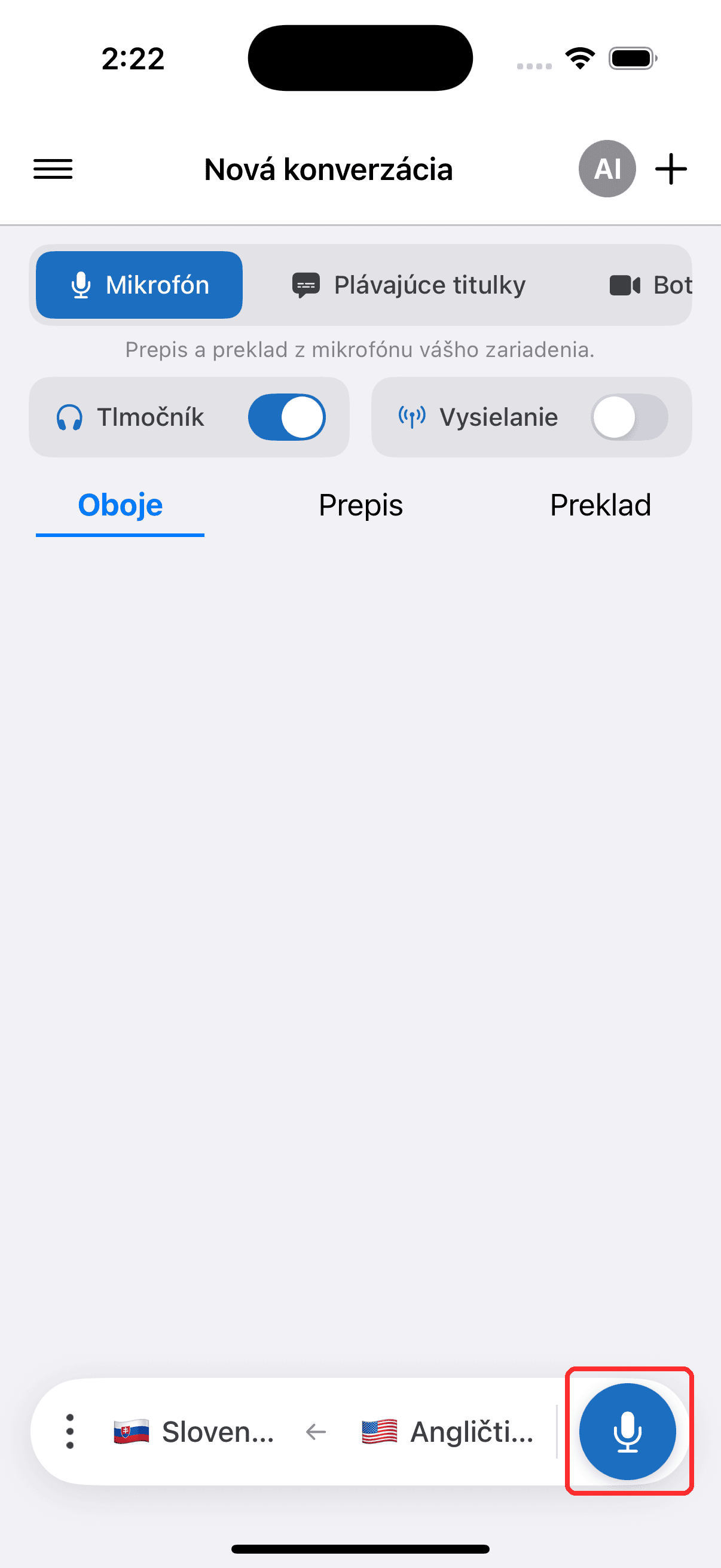 Tapping the record button to start on iPhone