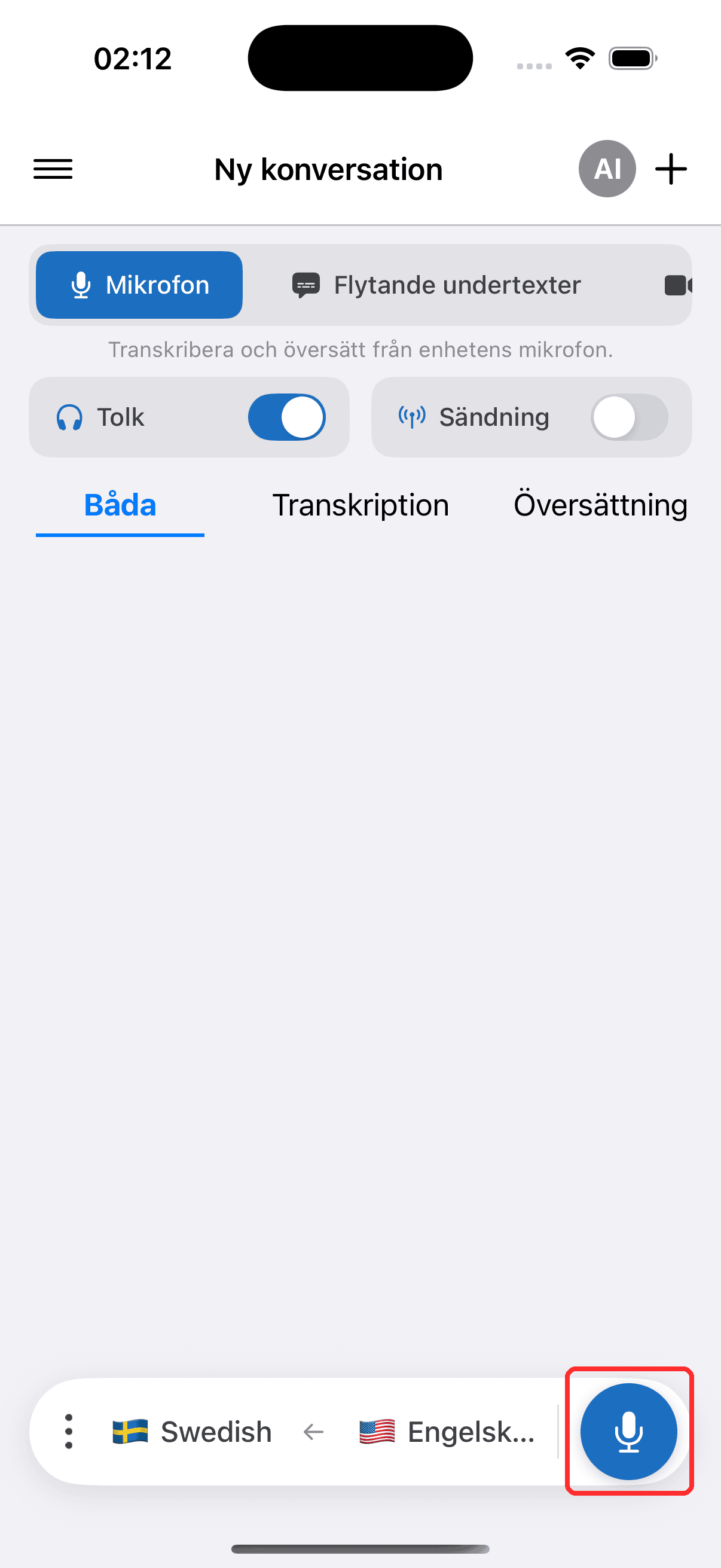Tapping the record button to start on iPhone