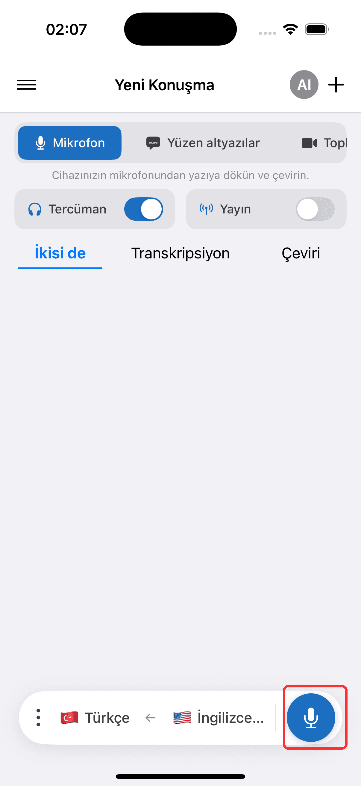 Tapping the record button to start on iPhone