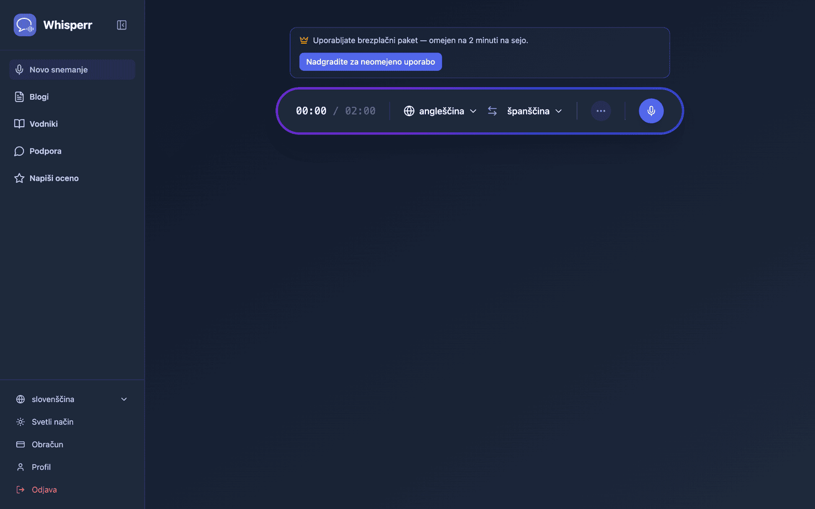 The Whisperr Web App open at app.whisperr.co
