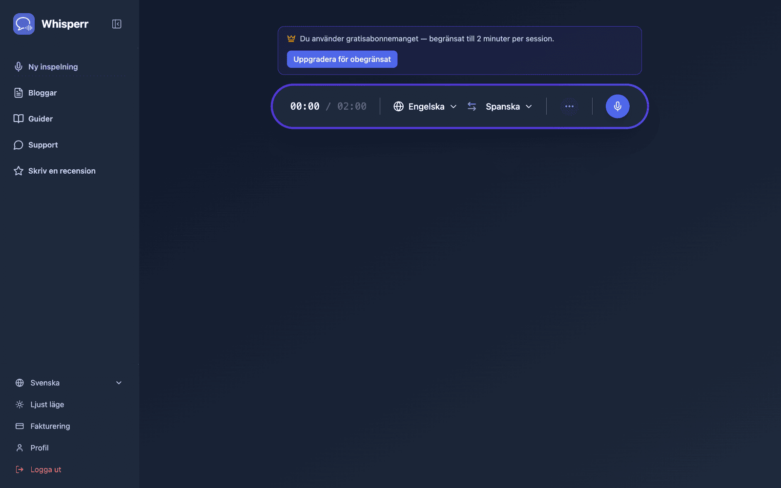 The Whisperr Web App open at app.whisperr.co
