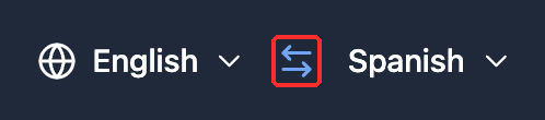 The two language names in the Whisperr Web App with the two-way arrow icon highlighted between them