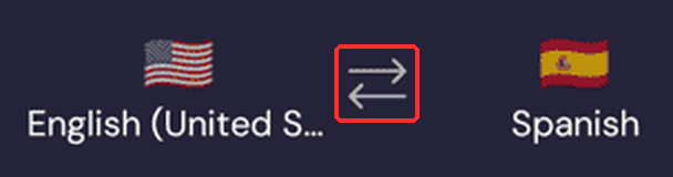 The two language pickers with the two-way arrow icon between them