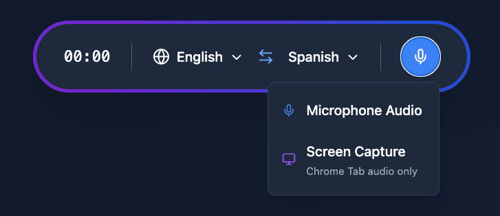 Click the recording button and select Microphone Audio