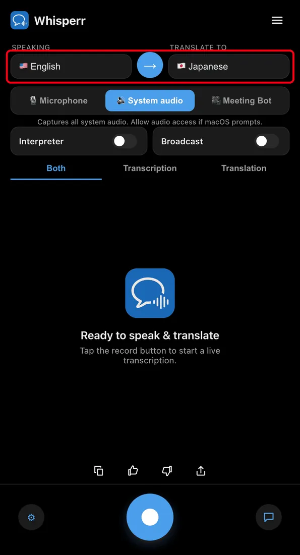 Whisperr for Mac — Install and set your languages 1