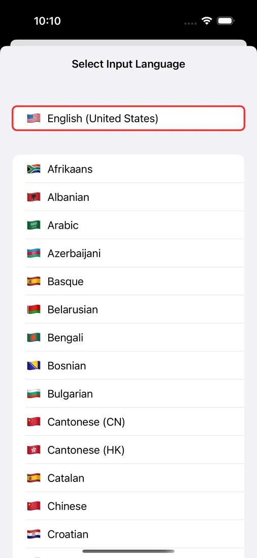 Whisperr for iPhone — Set your languages 2