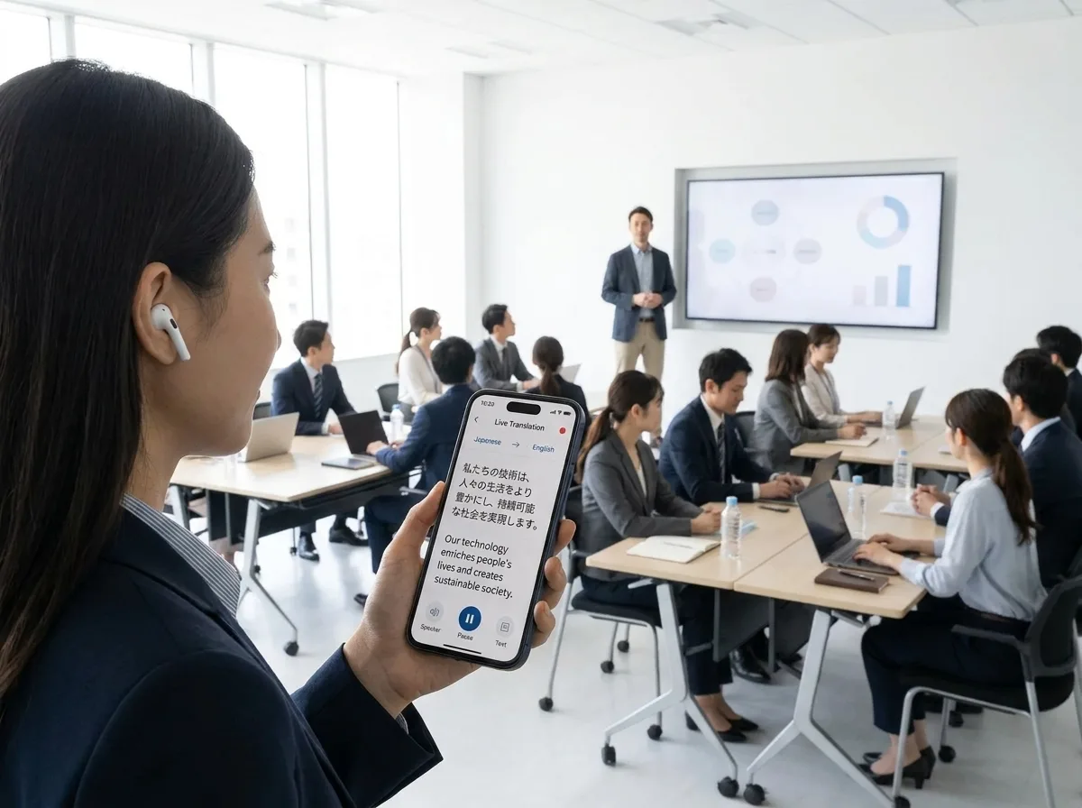 A training session with live translated captions on each participant’s screen 1