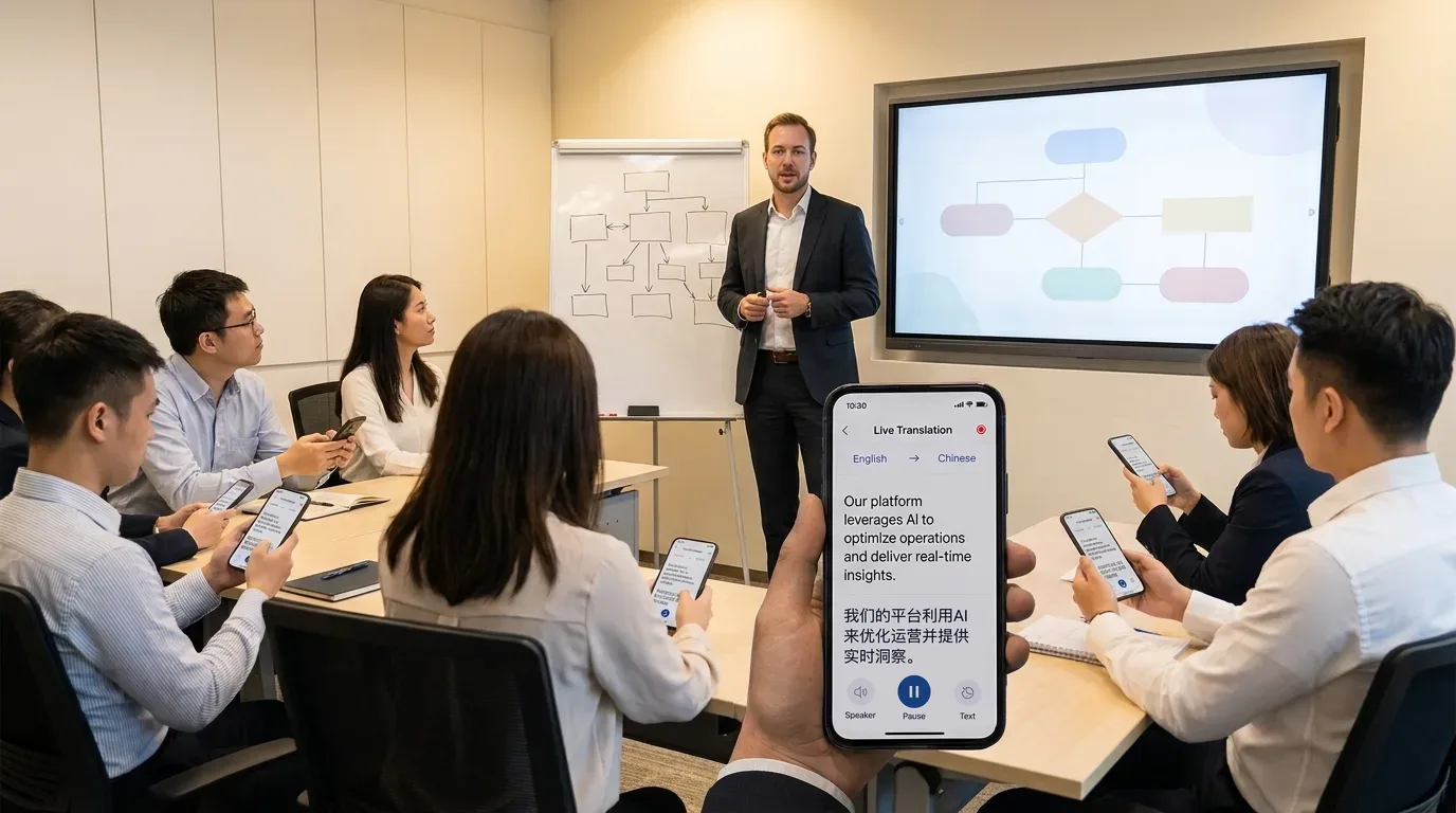 A training session with live translated captions on each participant’s screen 2