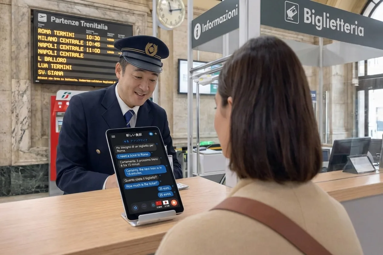 Whisperr translating Italian to English in real time at a street market — Face-to-face conversation 2