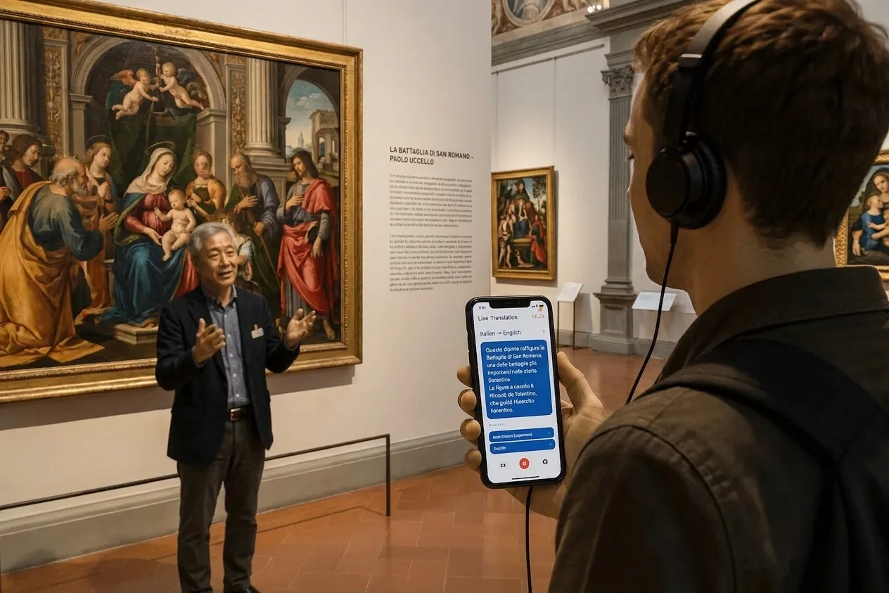 Whisperr translating Italian to English in real time at a street market — Face-to-face conversation 4