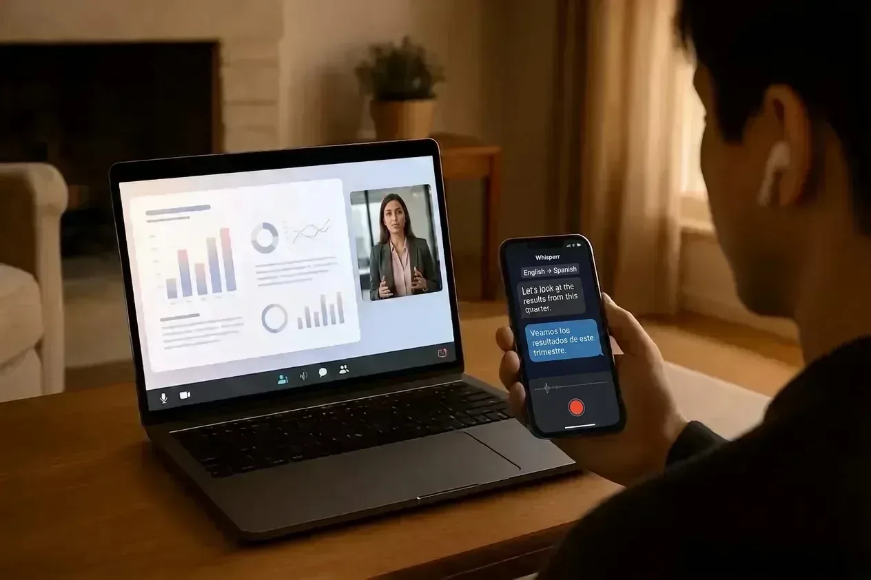 A webinar session with live translated captions displayed in real time 1