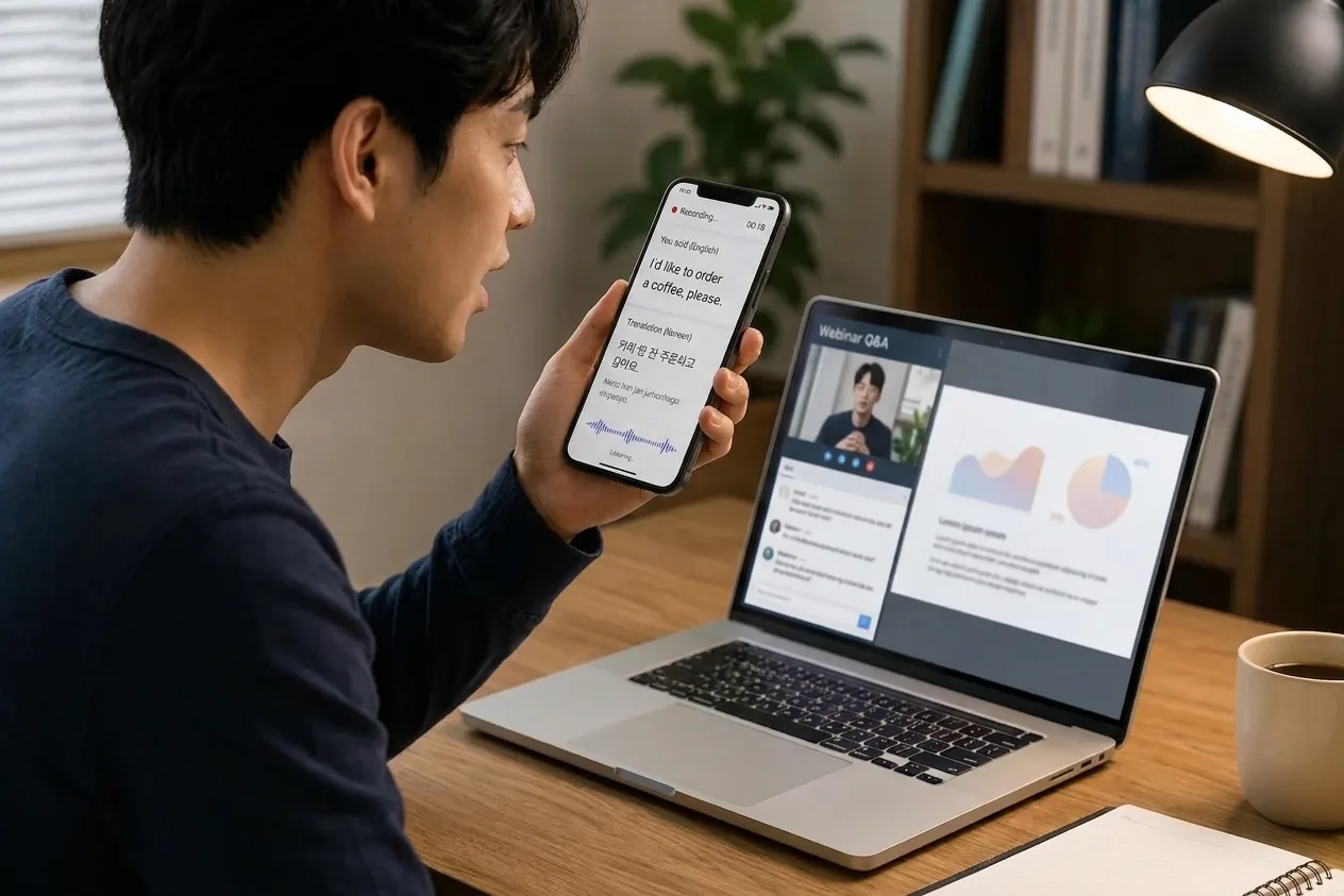 A webinar session with live translated captions displayed in real time 2
